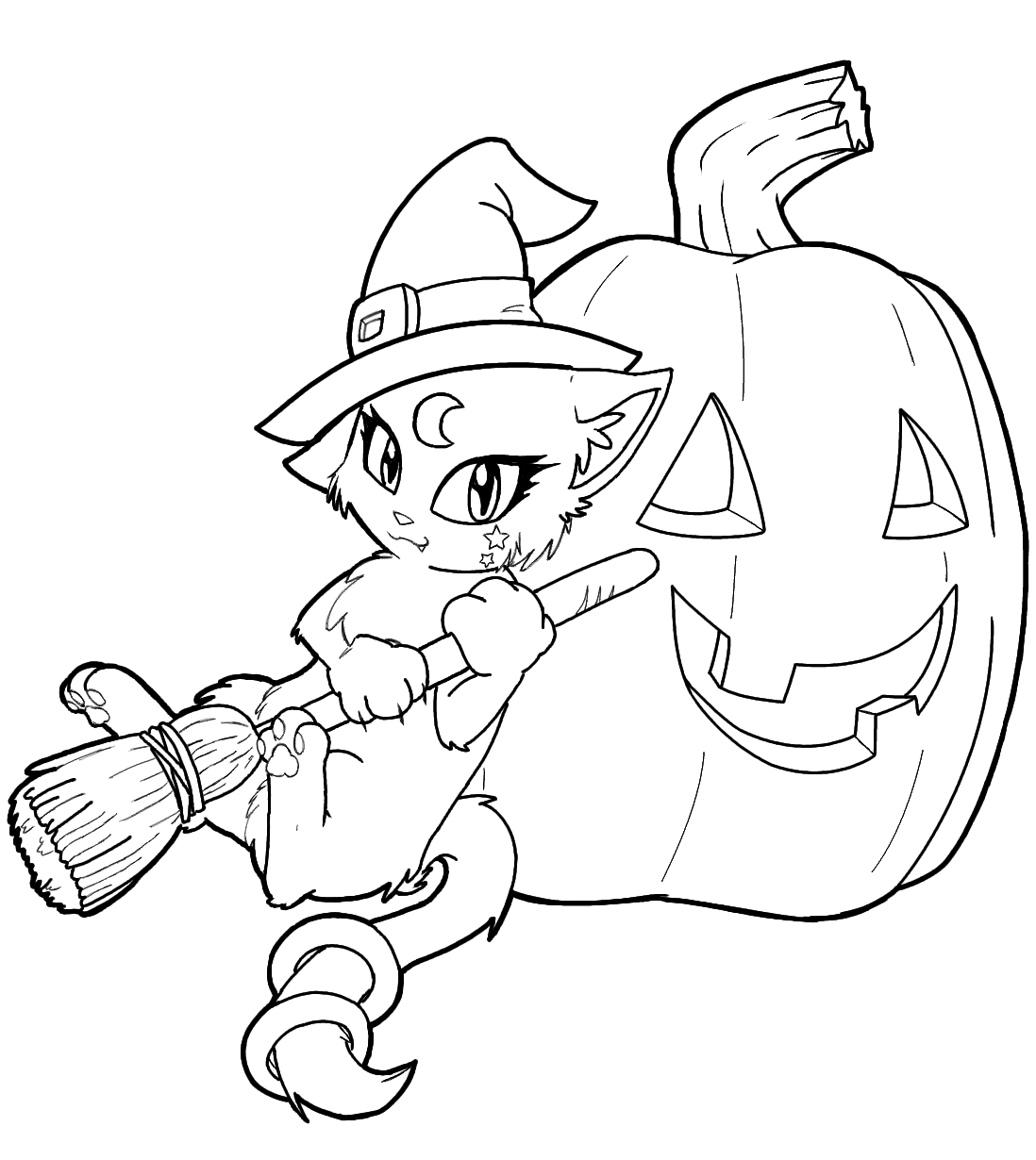 Witch kitty coloring page by xnocturnalkittenx on