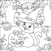 Halloween cats coloring pages free printable pictures