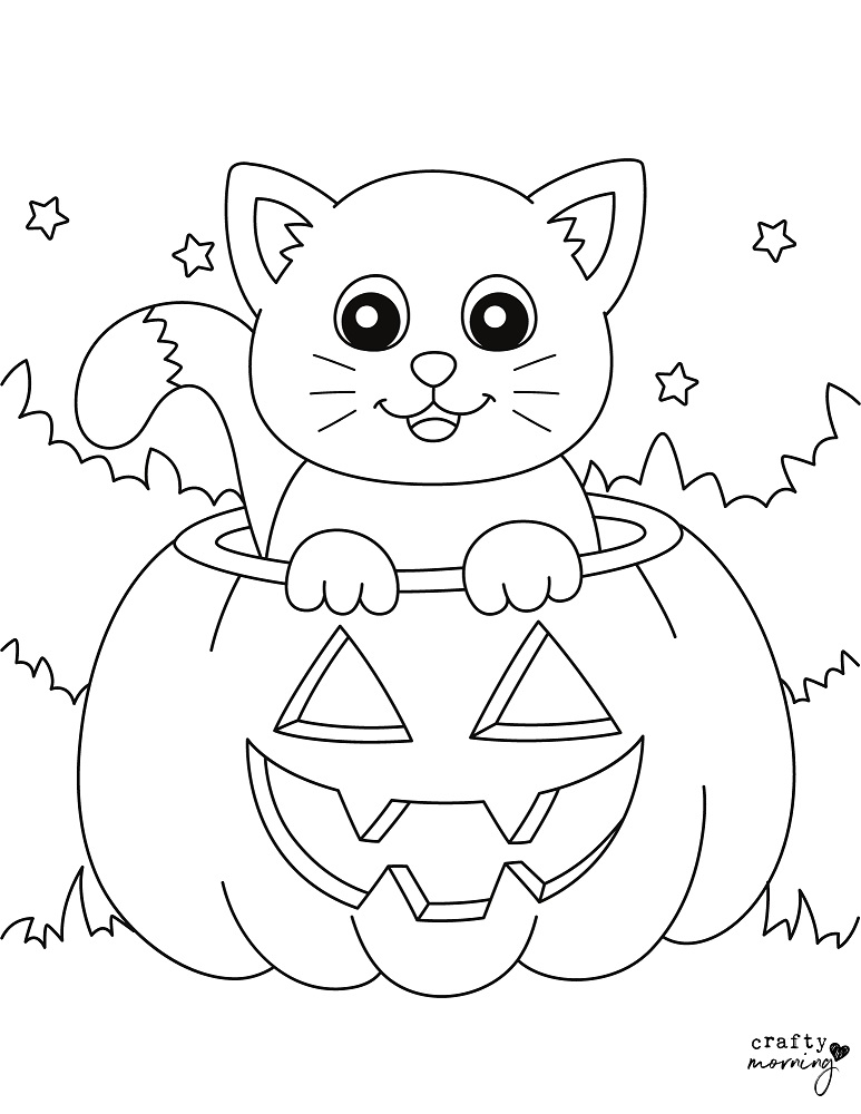 Halloween cat coloring pages free printables