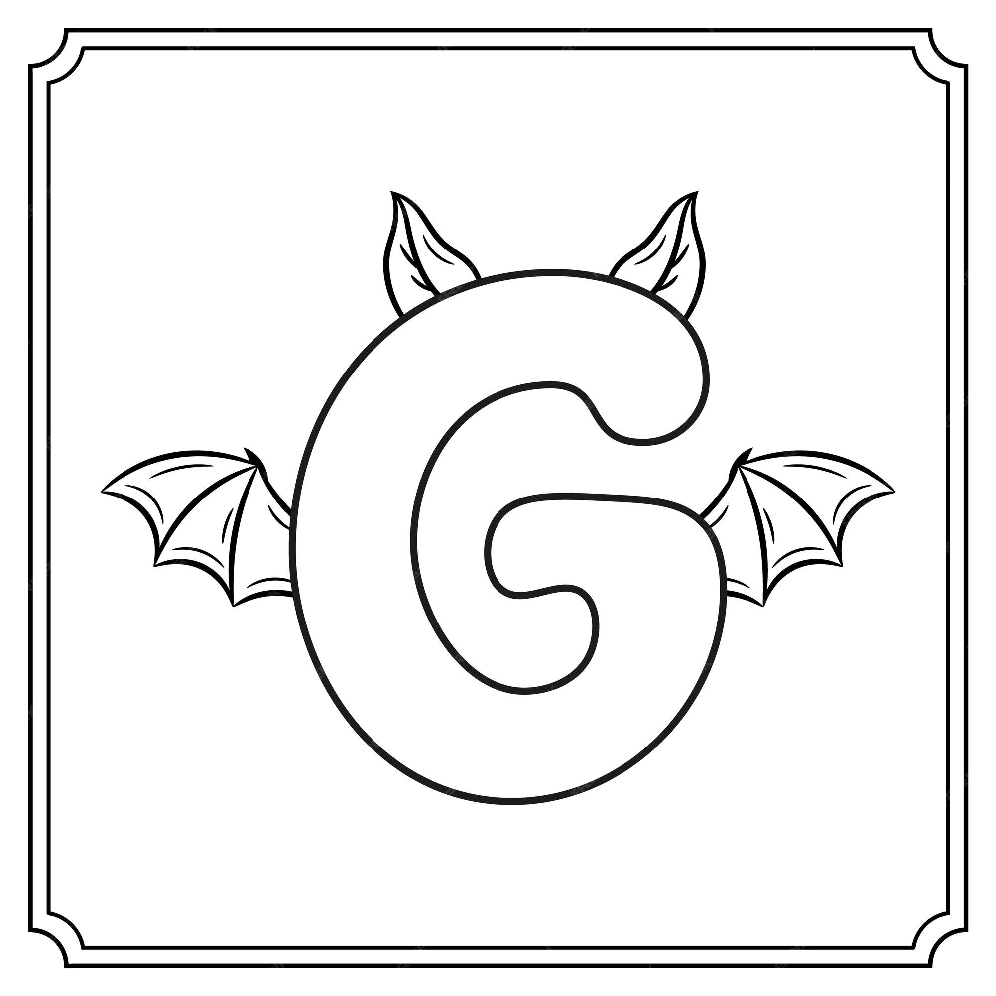 Premium vector halloween english alphabet letter g cute bat theme sketch for coloring