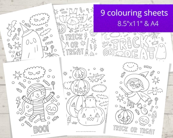 Printable halloween colouring pages halloween coloring sheets halloween mindful colouring for kids instant download us letter a