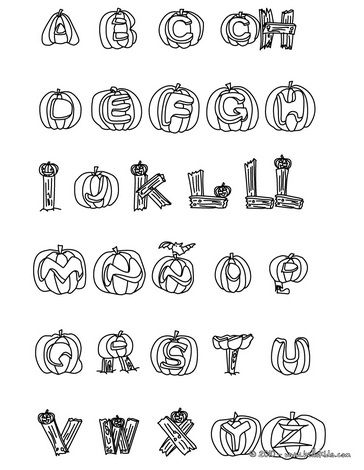 Halloween letters coloring pages