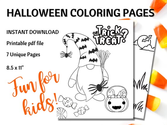 Halloween printable coloring pages kids activity letter sized pdf instant download