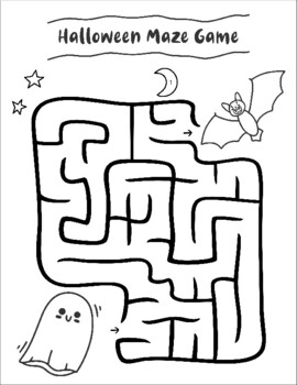 Halloween maze game and coloring sheet by allthingseducation tpt