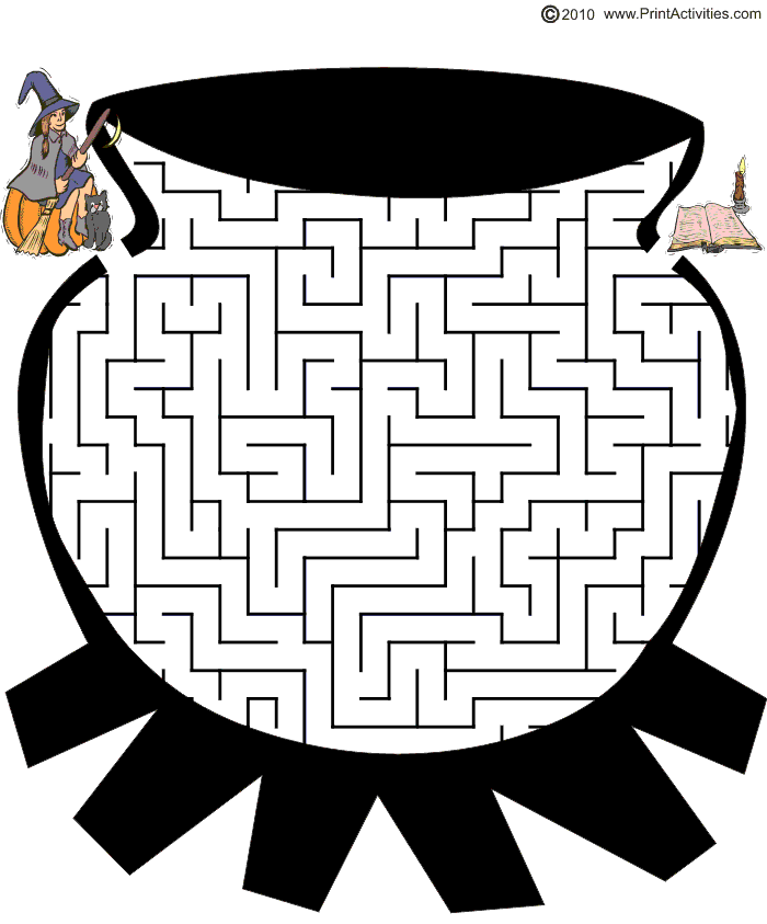 Printable halloween witch maze a witchs cauldron