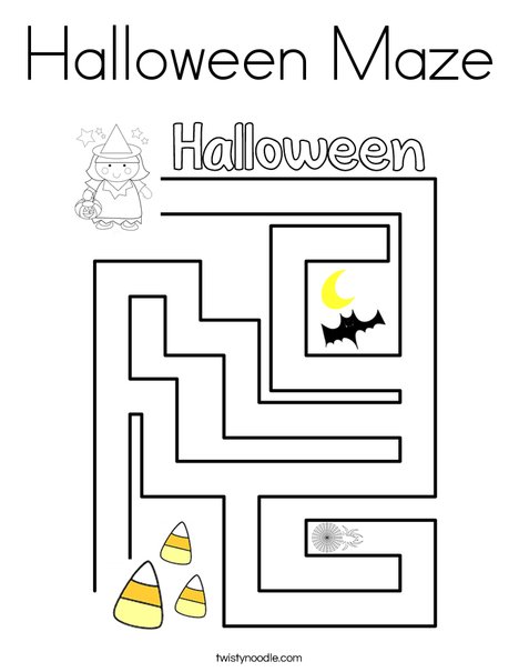 Halloween maze coloring page