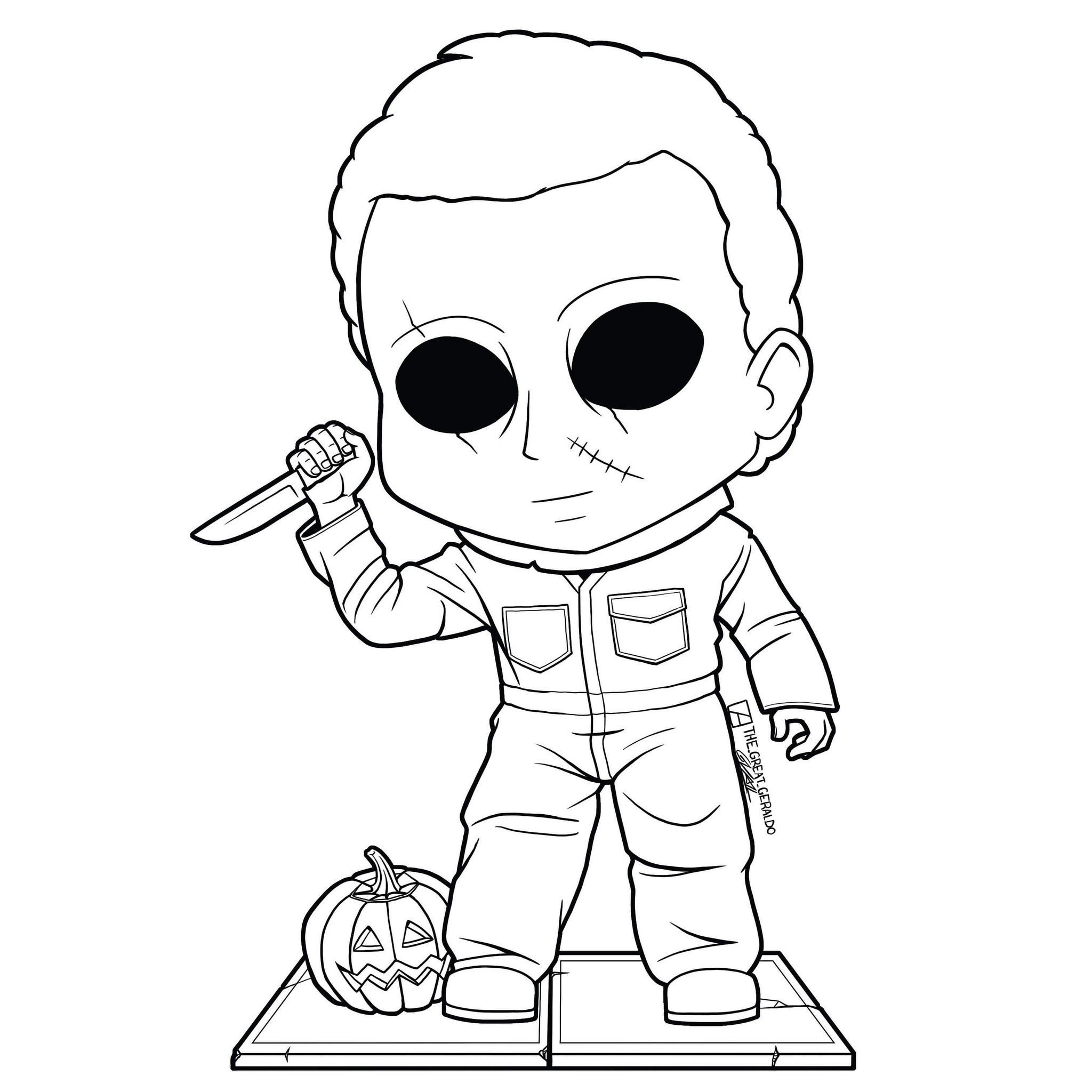 Gerry vail on x inktober day blade featuring michael myers from the movie halloween inktober inktober halloween michaelmyers horror horrormovies chibi chibiart chibidrawing cute art drawing digitalart illustrationdrawing