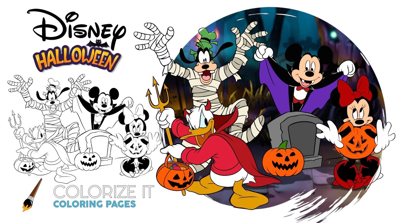 Disney halloween coloring book mickey mouse minnie mouse donald duck and goofy coloring pages