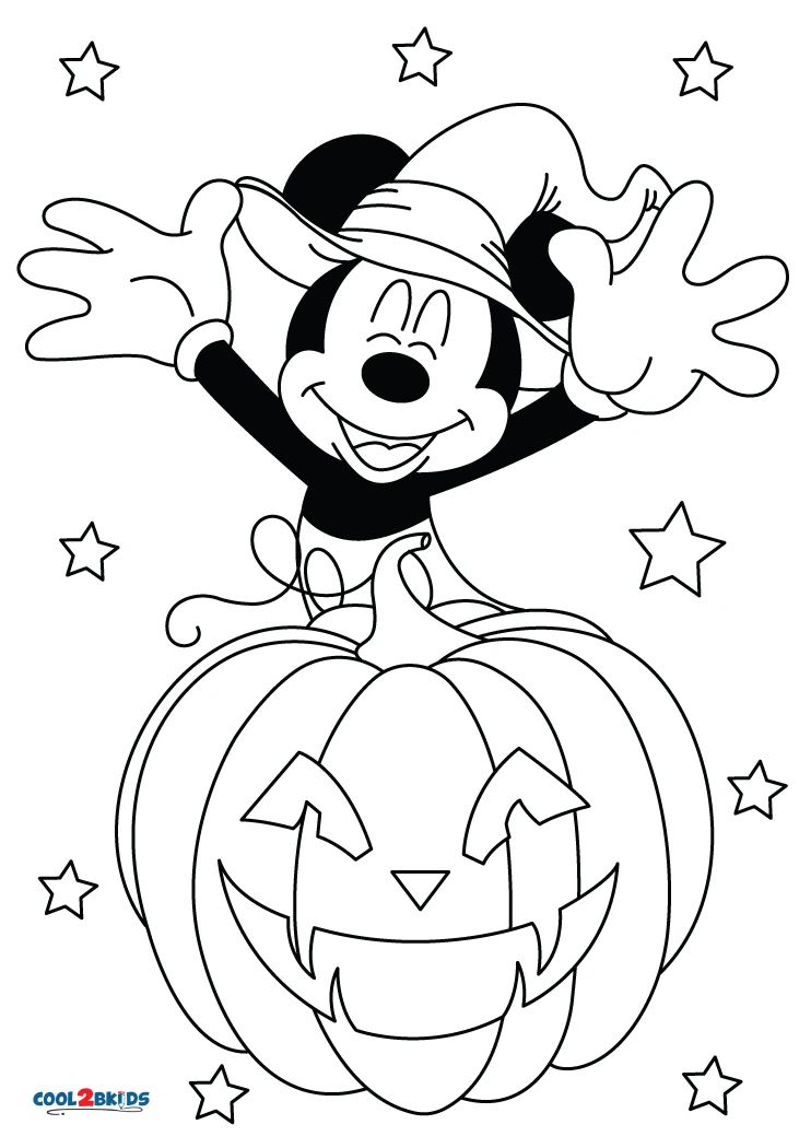 Free printable halloween mickey mouse coloring pages for kids