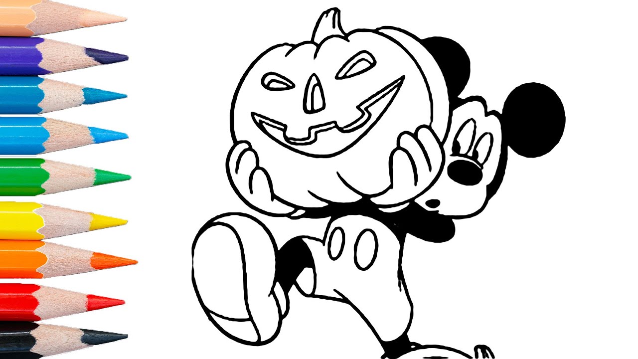 Halloween ickey ouse coloring page waltdisney cartoon coloring flipbook