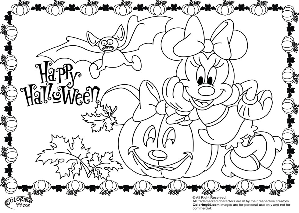 Minnie and mickey mouse coloring pages for halloween team colors