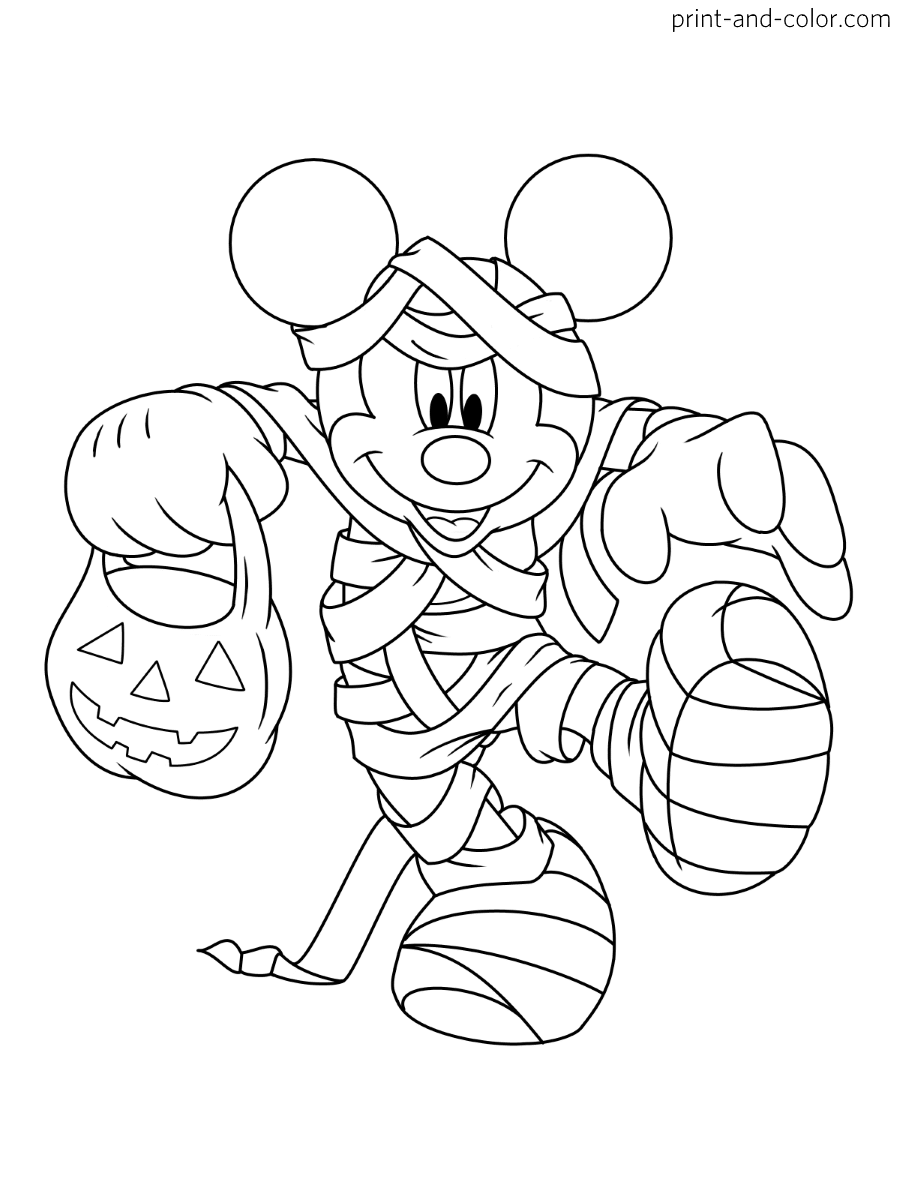 Mickey mouse halloween coloring pages print and color