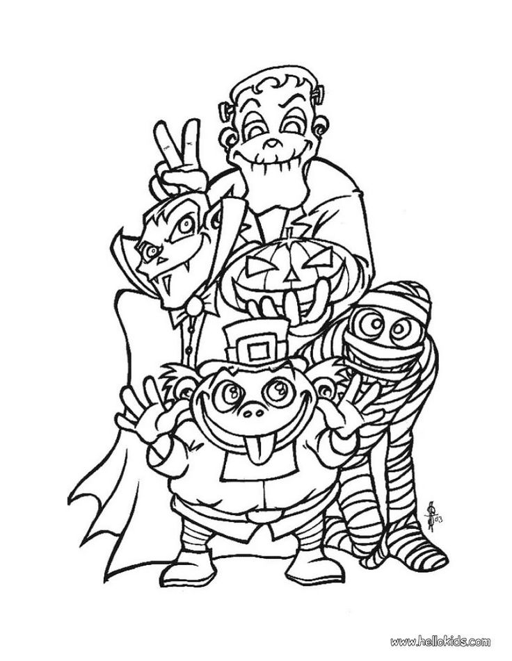 Halloween monsters coloring pages