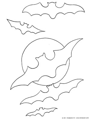 Halloween bats and moon