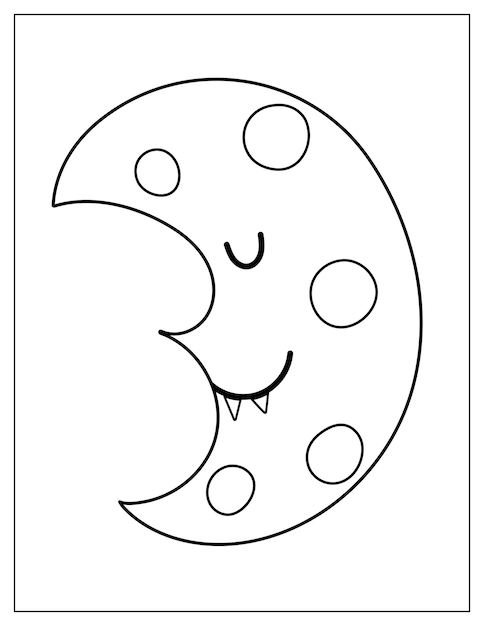 Premium vector halloween crescent coloring page cute moon with fangs print for coloring book in us letter format