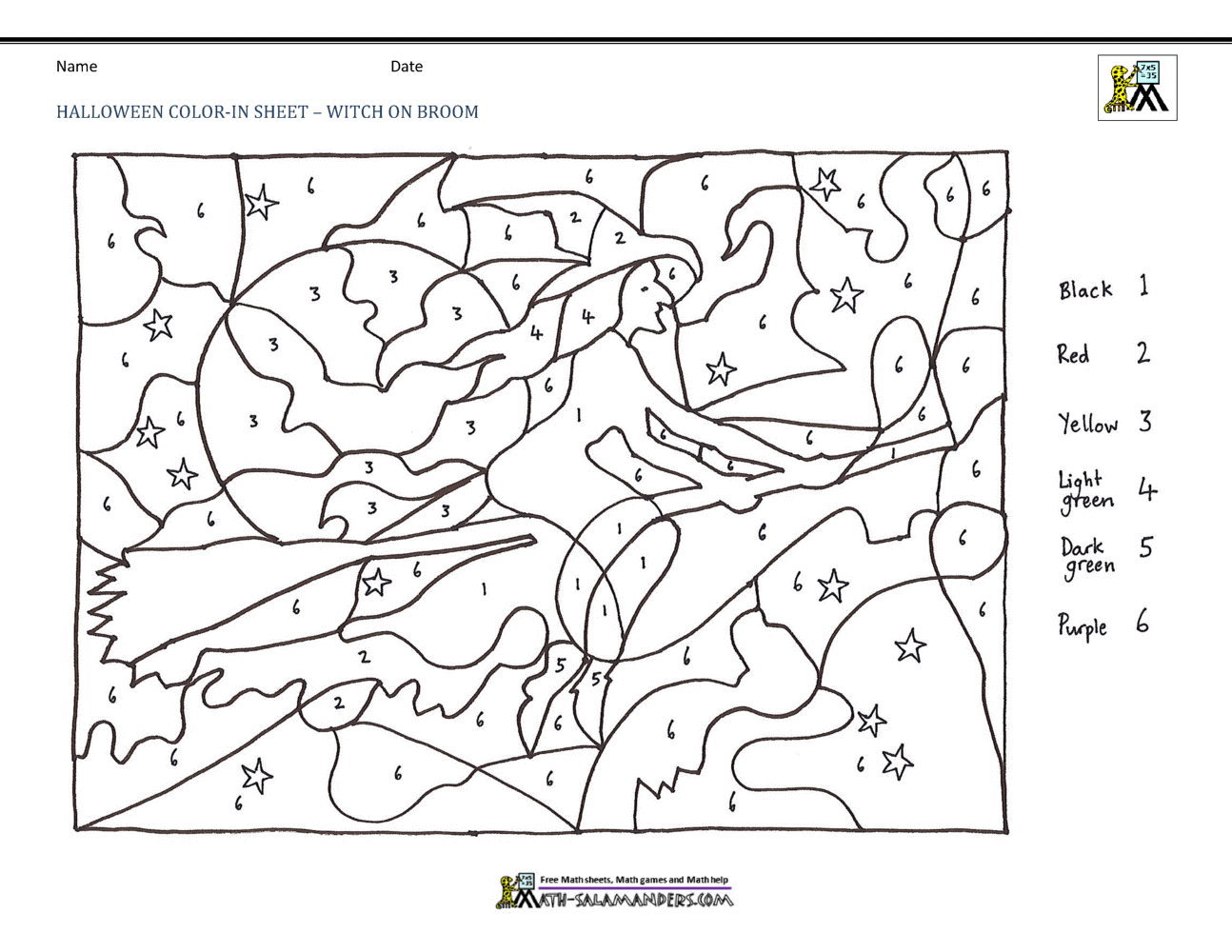 Halloween color by number