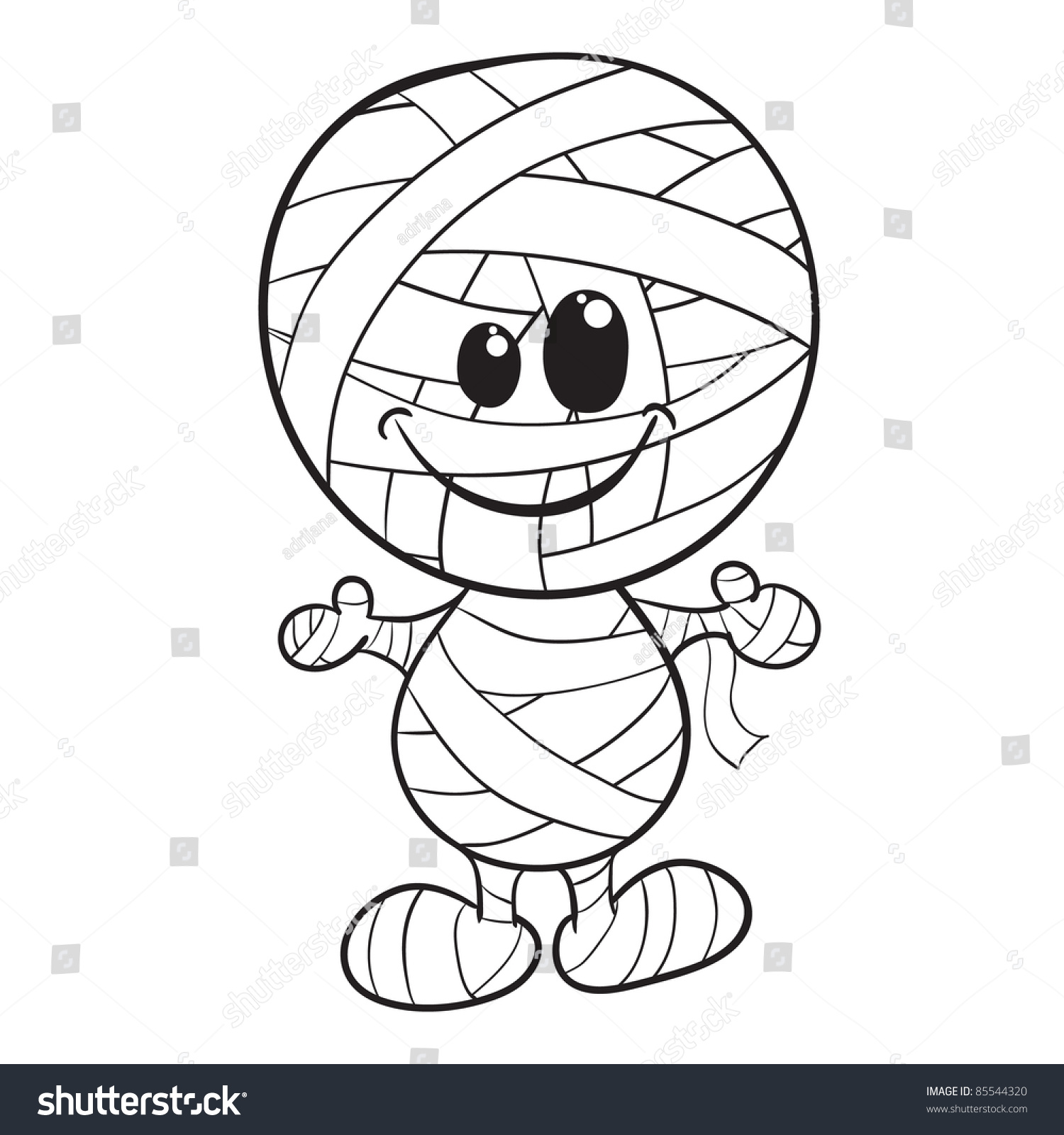 Hakuun cute mummy halloween coloring page liittyvã vektorikuva rojaltivapaa