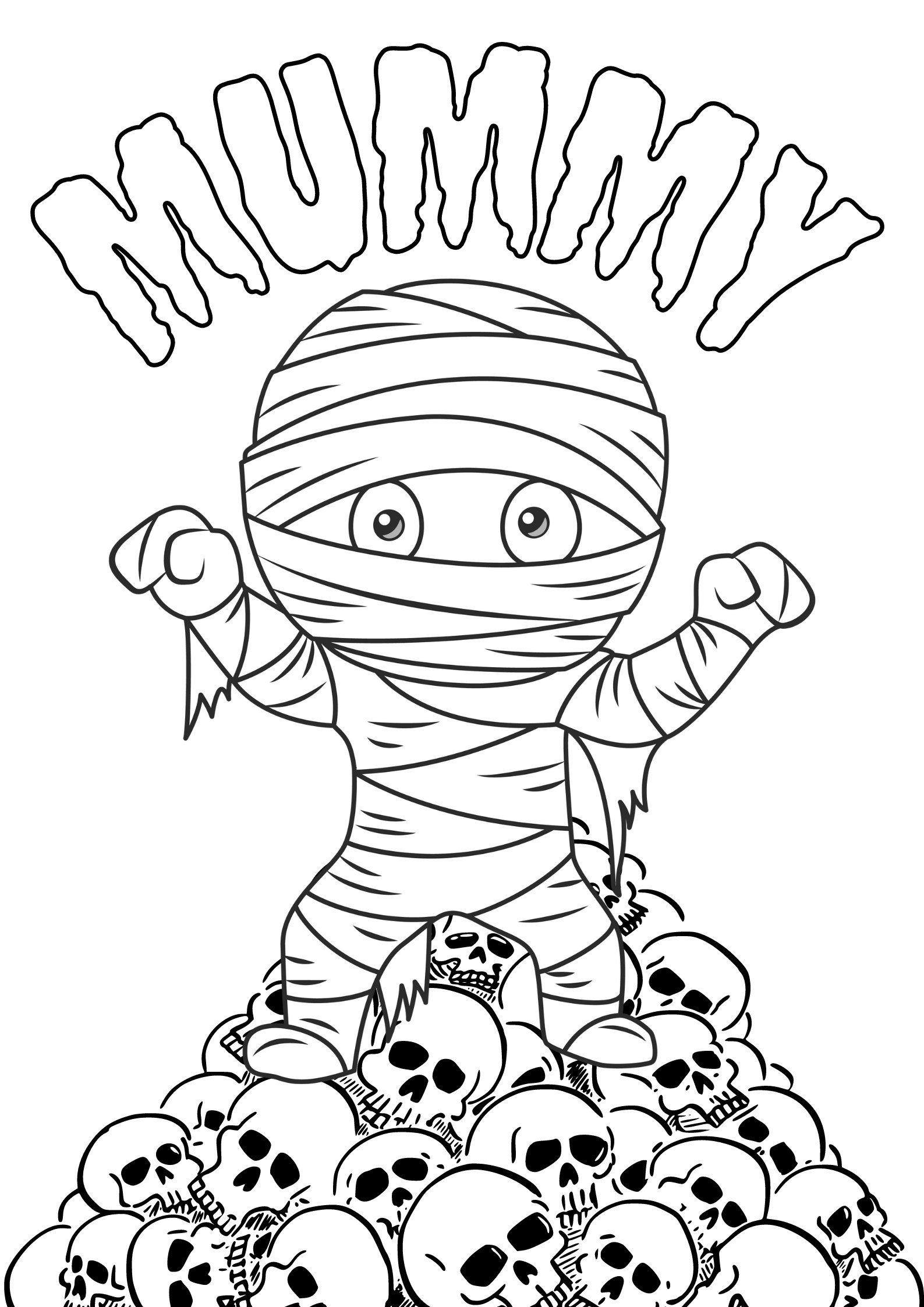 Halloween childrens coloring page mummy digital download