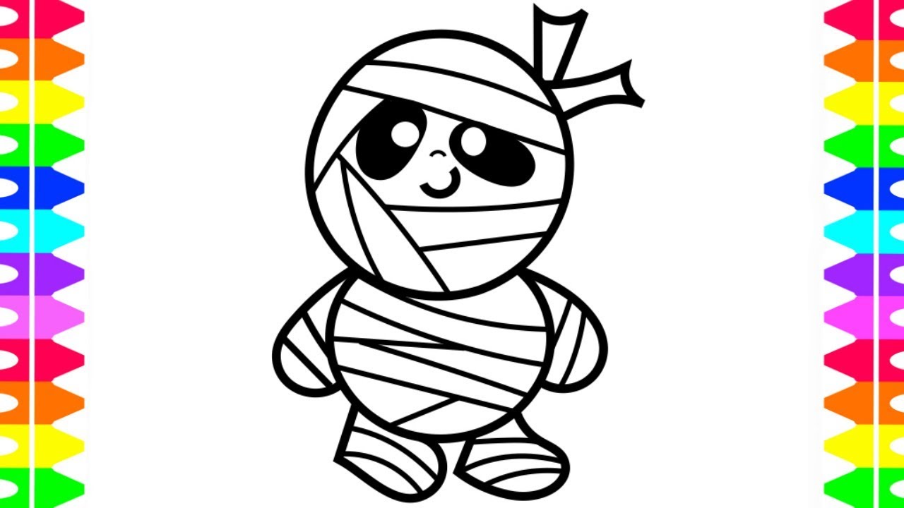 Happy halloween coloring learning how to draw a cute spooky mummy coloring pages for kids