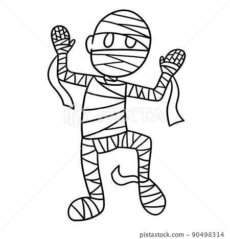 Mummy halloween isolated coloring page for kids