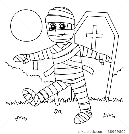 Mummy halloween coloring page for kids