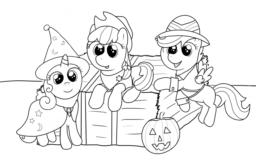 Cutie mark crusaders halloween coloring page by sunnyskiesdraws on