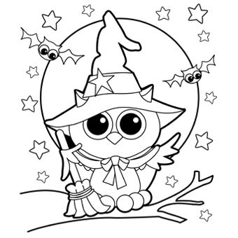 Owl witch halloween coloring sheets owl coloring pages halloween coloring pages