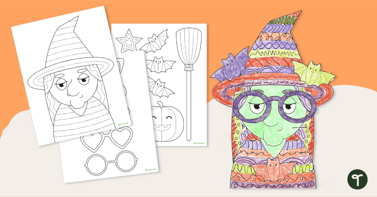 Funky halloween witch craft template teach starter