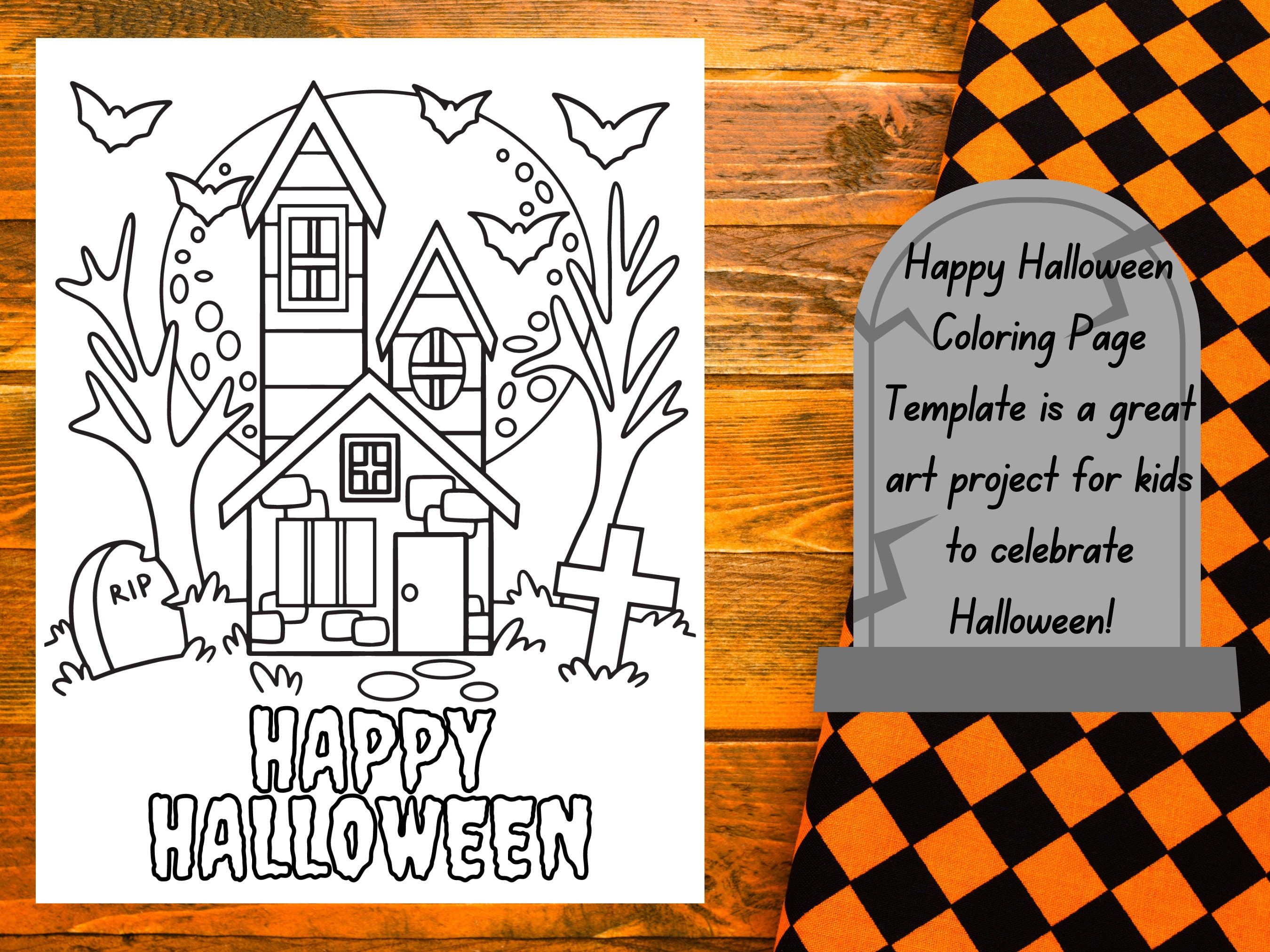 Happy halloween coloring page template printable halloween holiday coloring page for children kids halloween art coloring page printable