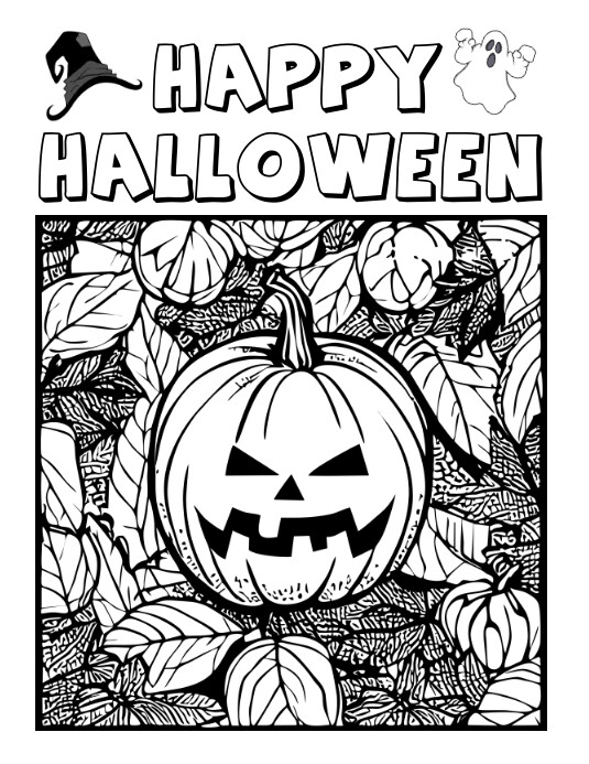 Happy halloween coloring page printable template