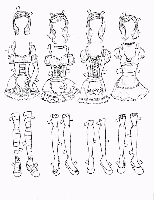 Paper dolls halloween coloring pages