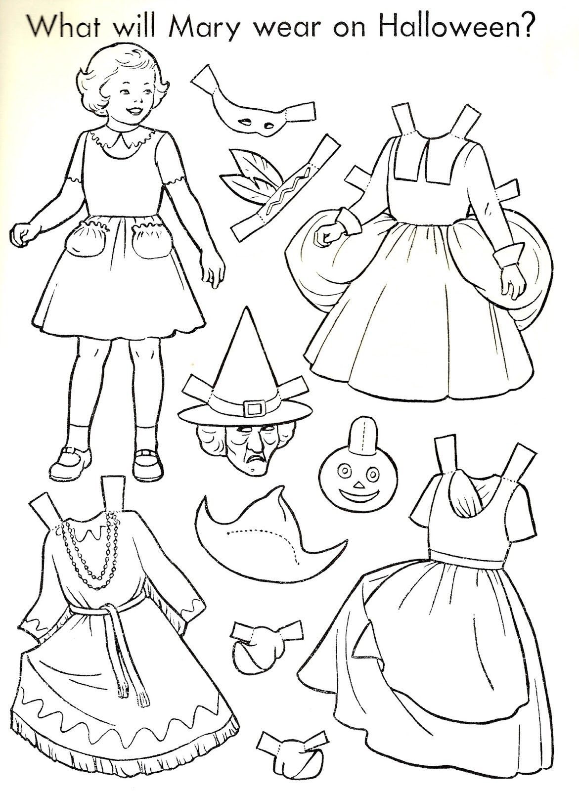 Halloween paper doll to color paper dolls halloween paper vintage paper dolls