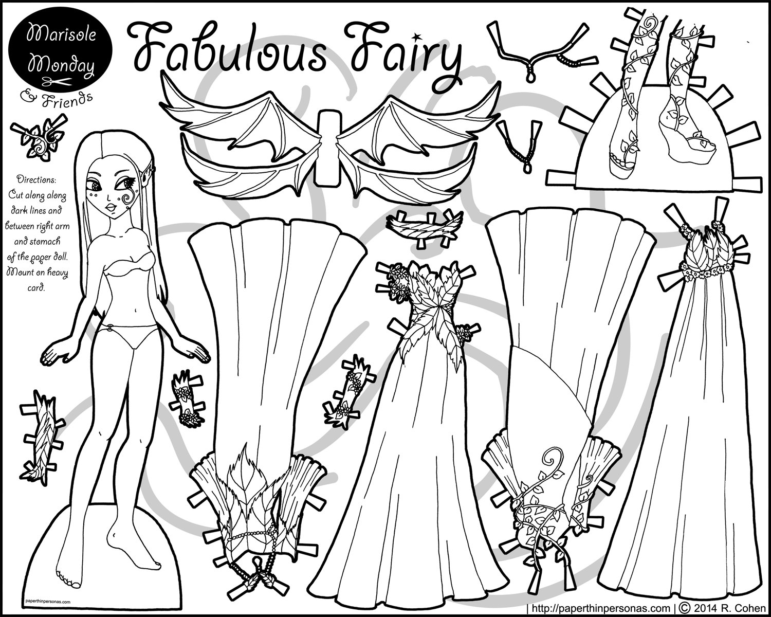 Fabulous fairy paper doll coloring page â paper thin personas