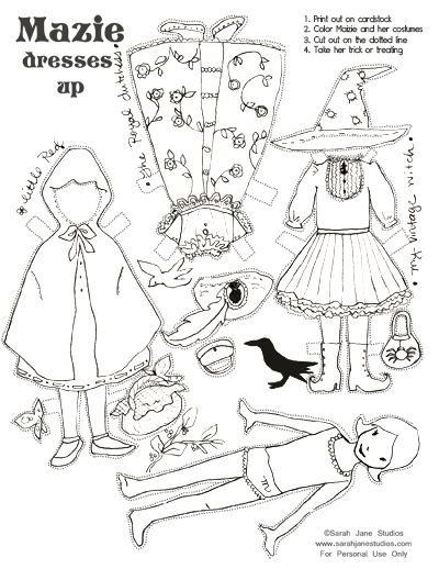 Kids halloween crafts sarah jane studios blog paper dolls paper dolls printable halloween paper