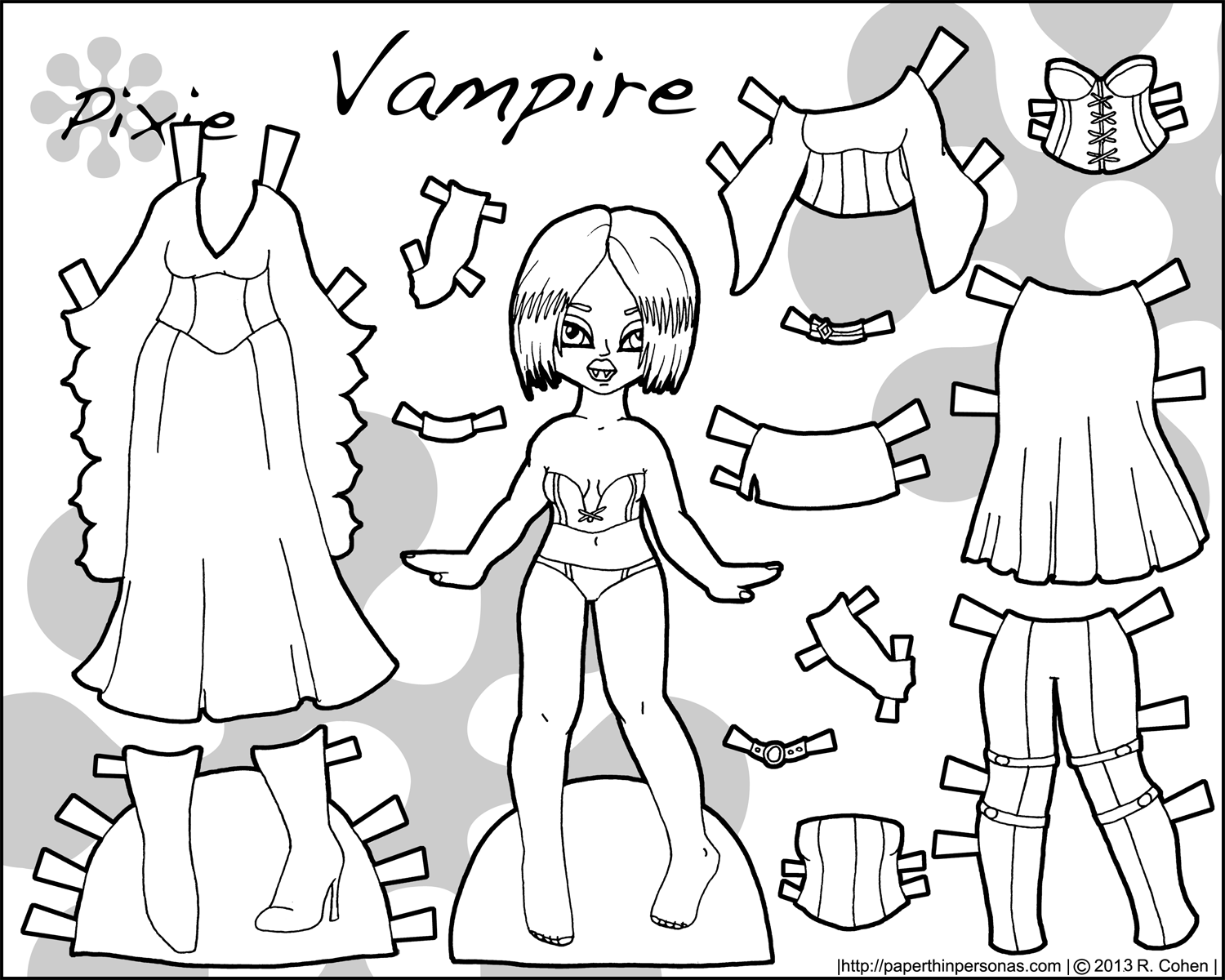 Happy halloween a vampire printable paper doll â paper thin personas