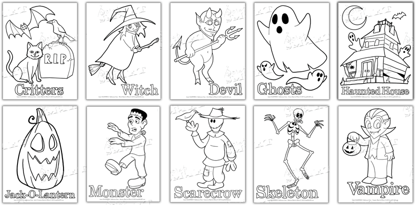 Halloween party coloring pages