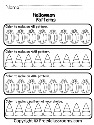 Kindergarten halloween math patterns