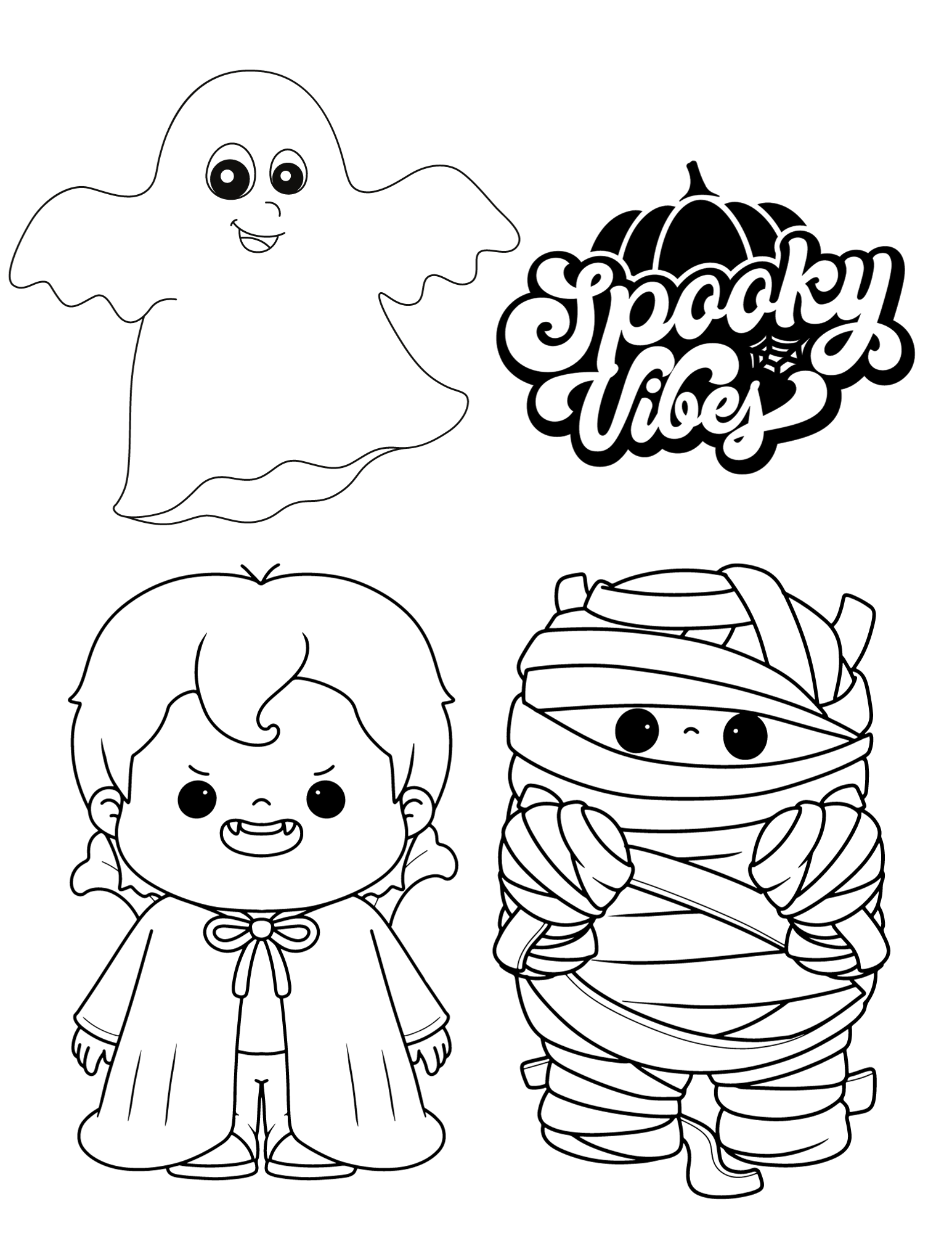 Cute halloween coloring pages for kids and adults