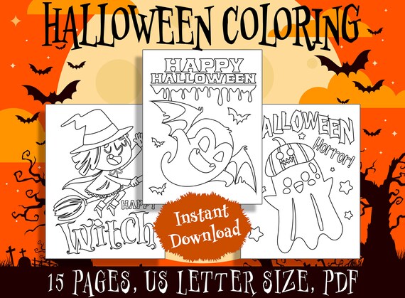 Cute halloween coloring pages perfect for preschool and kindergarten pdf file instant download