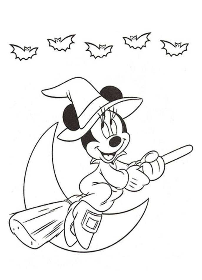 Coloring pages disney halloween minnie coloring page