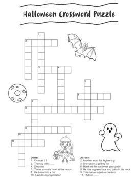 Halloween crossword puzzle halloween coloring page by allthingseducation