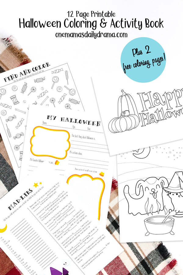 Printable halloween coloring and activity book for kids