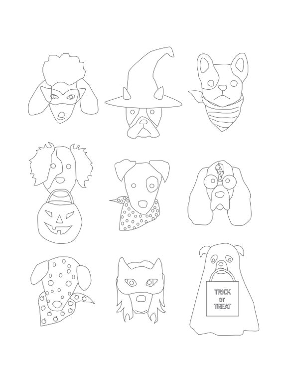 Halloween puppy dog faces coloring pages