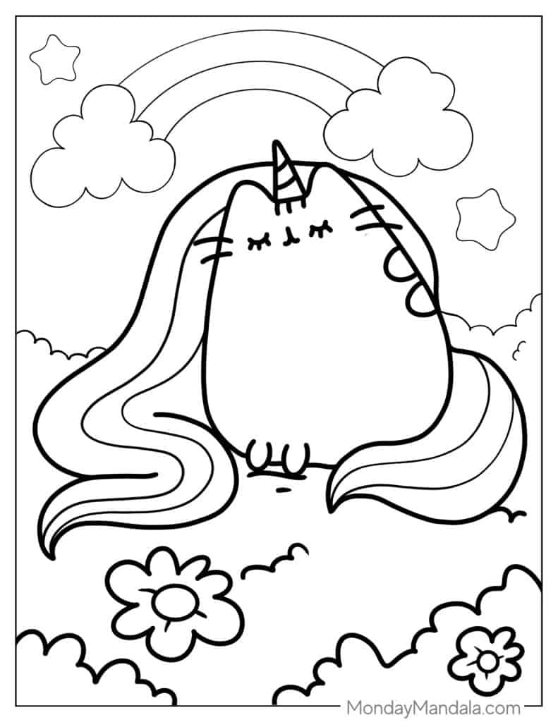 Pusheen coloring pages free pdf printables