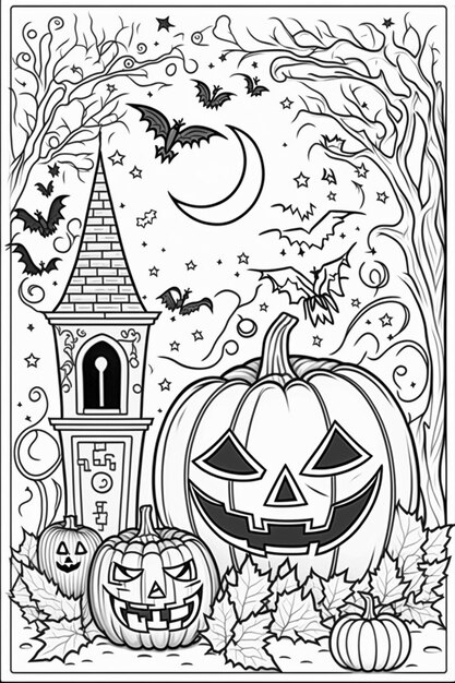 Page coloring book halloween images