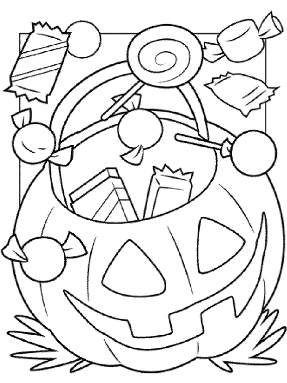 Halloween treats coloring page