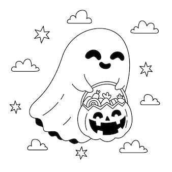 Halloween scene coloring page images