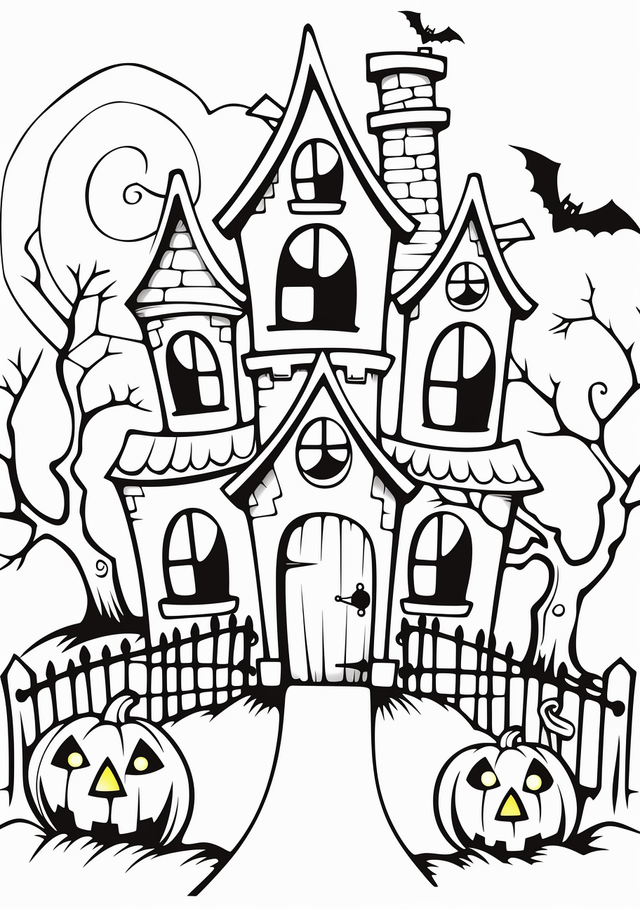 Halloween scene spooky haunted house