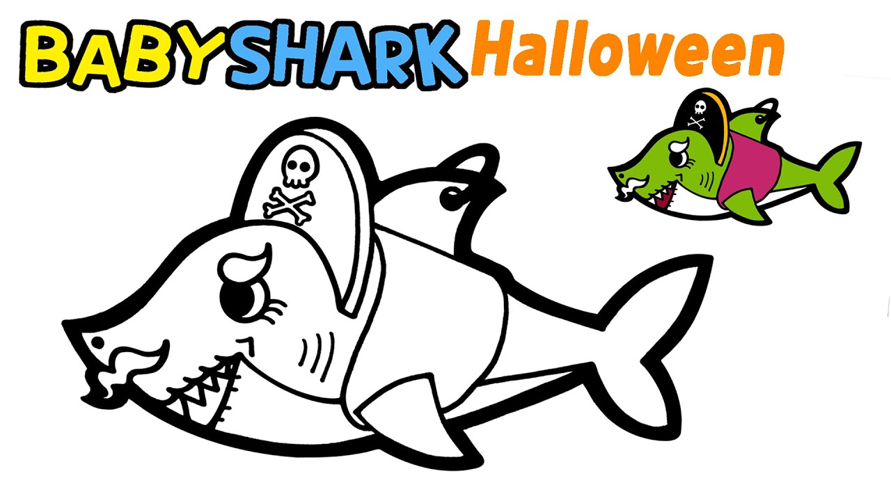 How to draw halloween grandpashark pirate shark halloween drawbabyshark easy drawing for kids