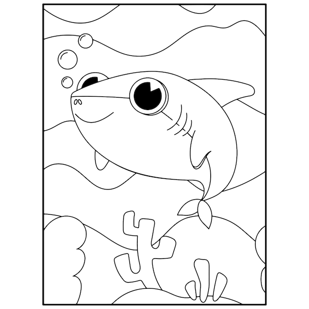 Premium vector printable shark coloring pages for kids premium vector